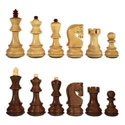 Queen's Gambit - eksklusive skakbrikker (lyst træ) med 98 mm. konge og brikpose